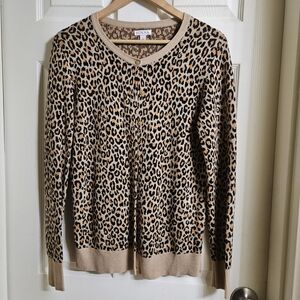 Merona Leopard Print Cardigan - Tan and Black
